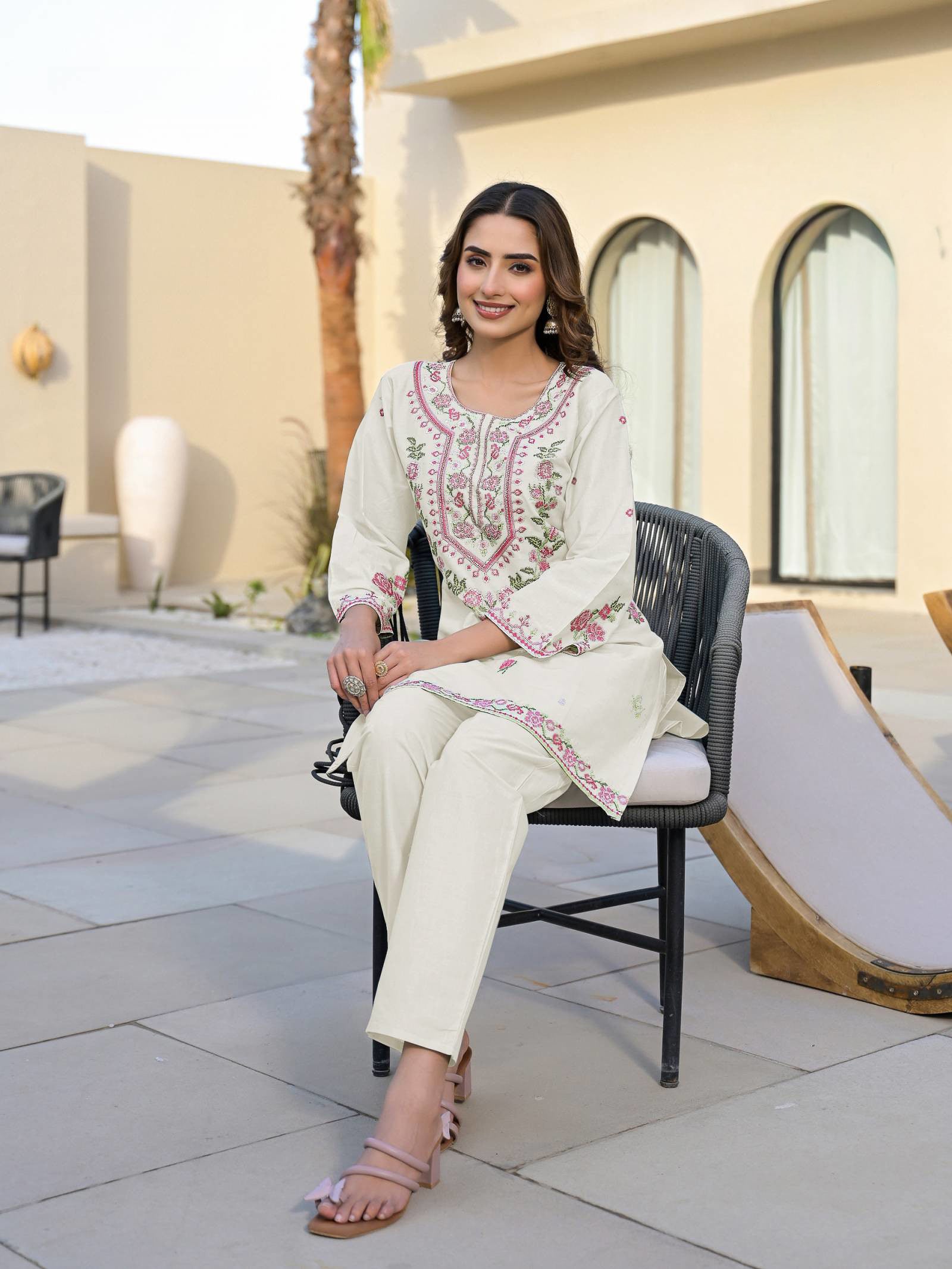 Cotton Embroidered Fancy Co Ord Set