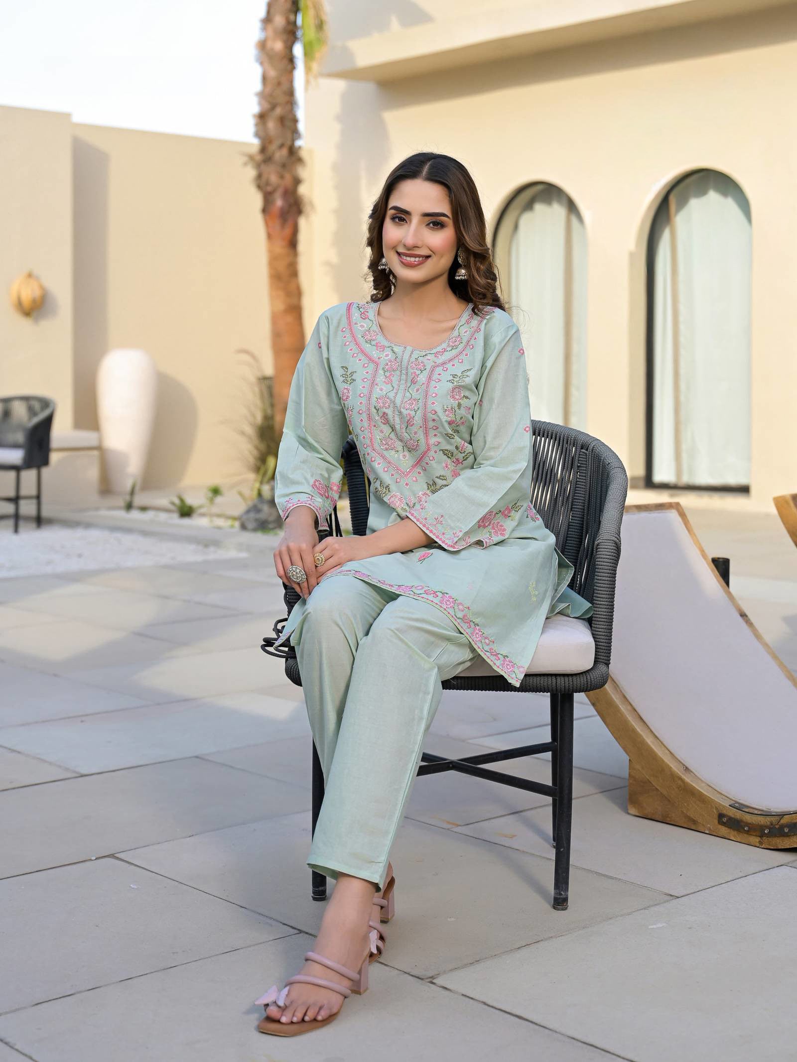 Cotton Embroidered Fancy Co Ord Set