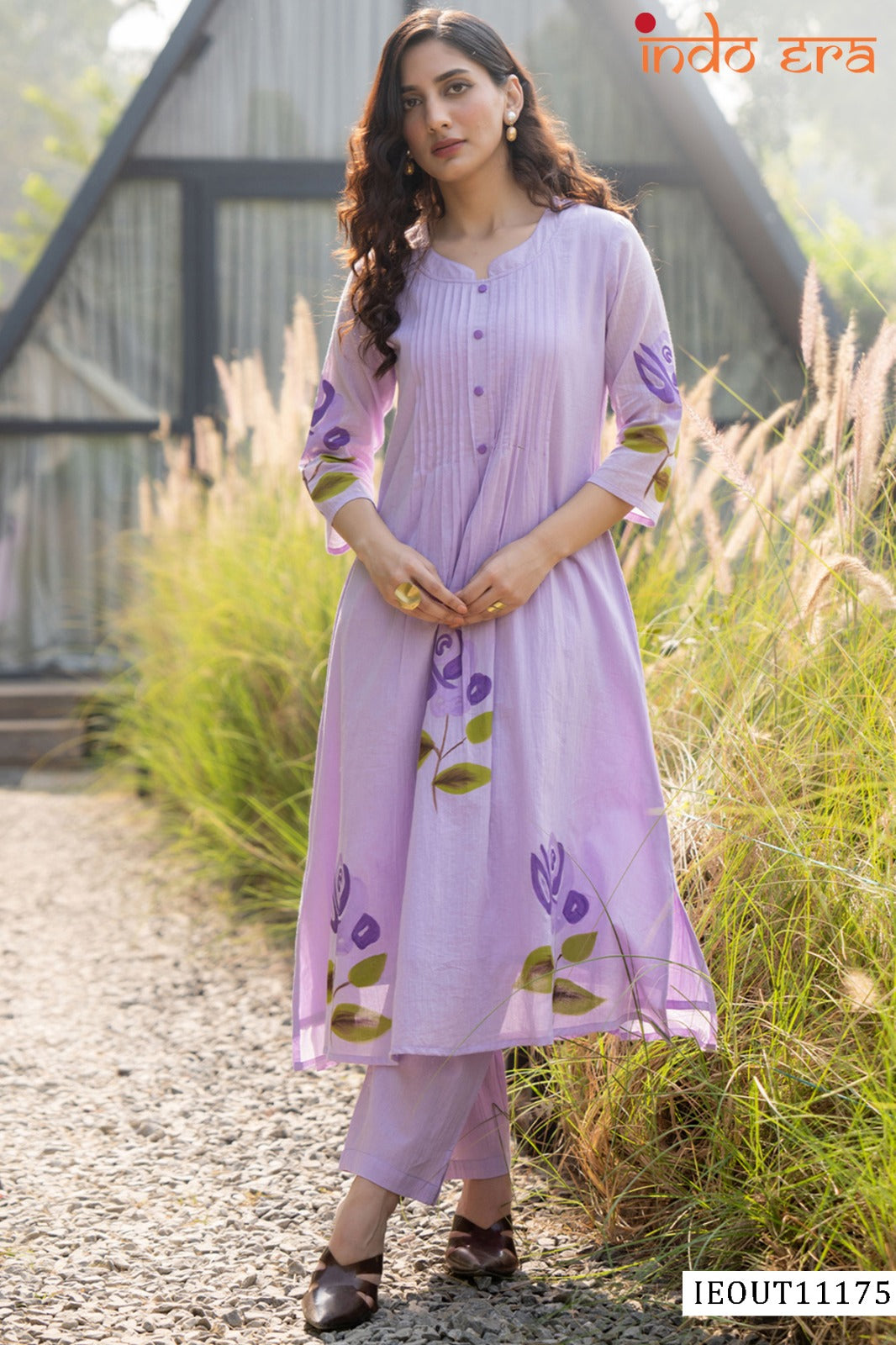 Printed Linen A Line Kurti With Bottom Collection