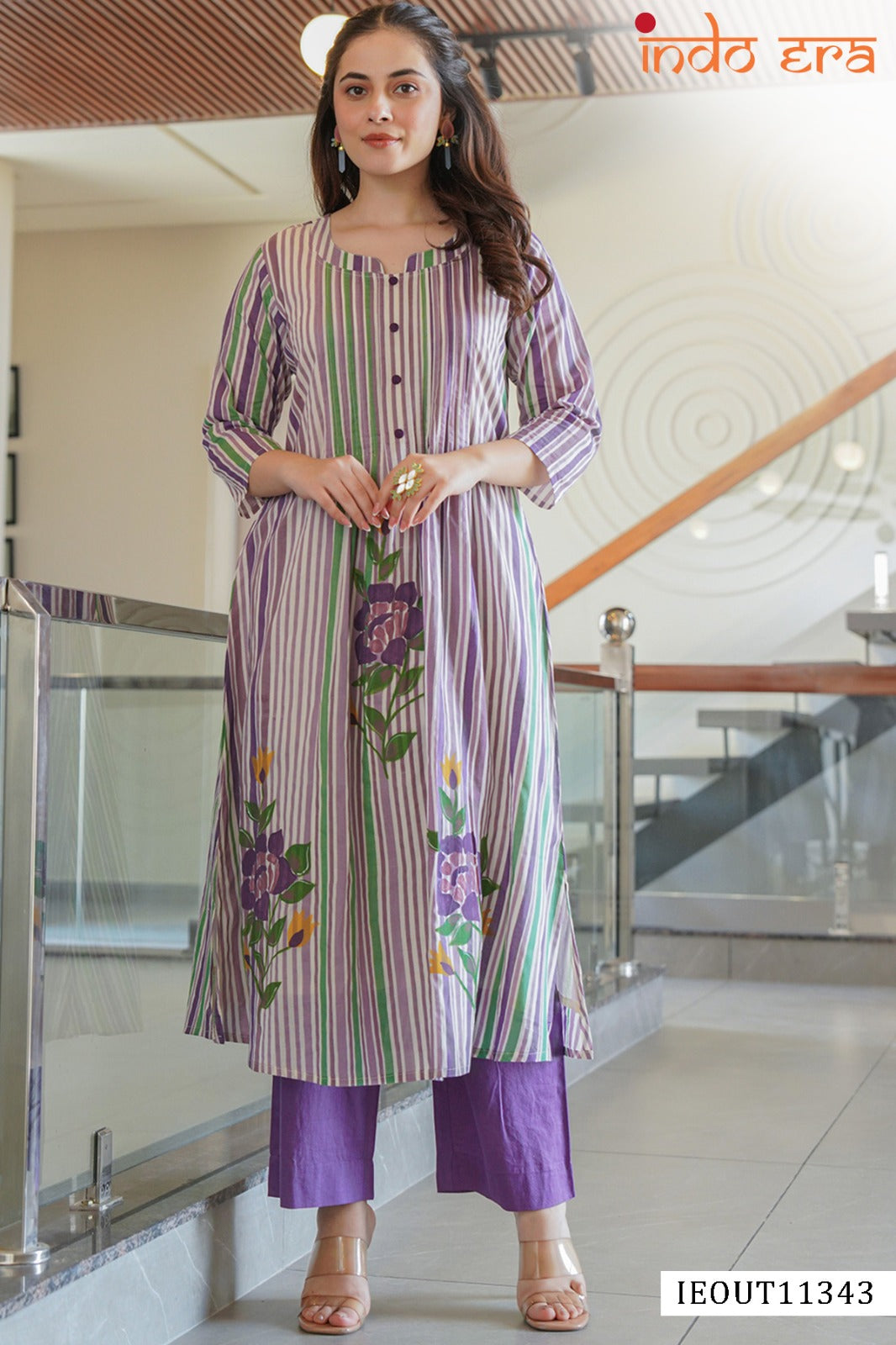 Printed Linen A Line Kurti With Bottom Collection