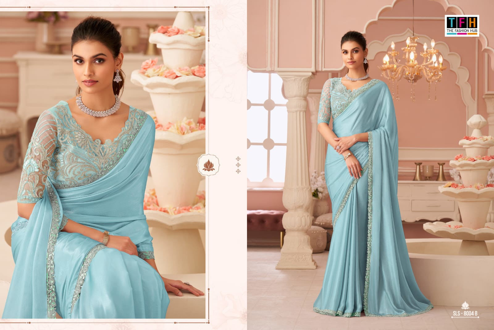 Silver Chiffon Shimmer Saree Collection