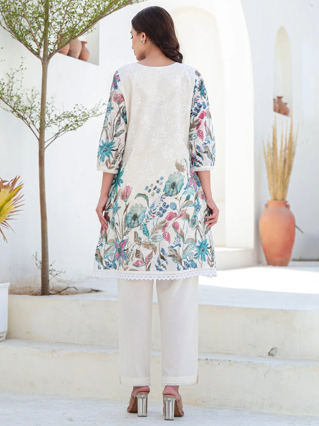 Multi Printed A-Line Pure Cotton kurta pant set