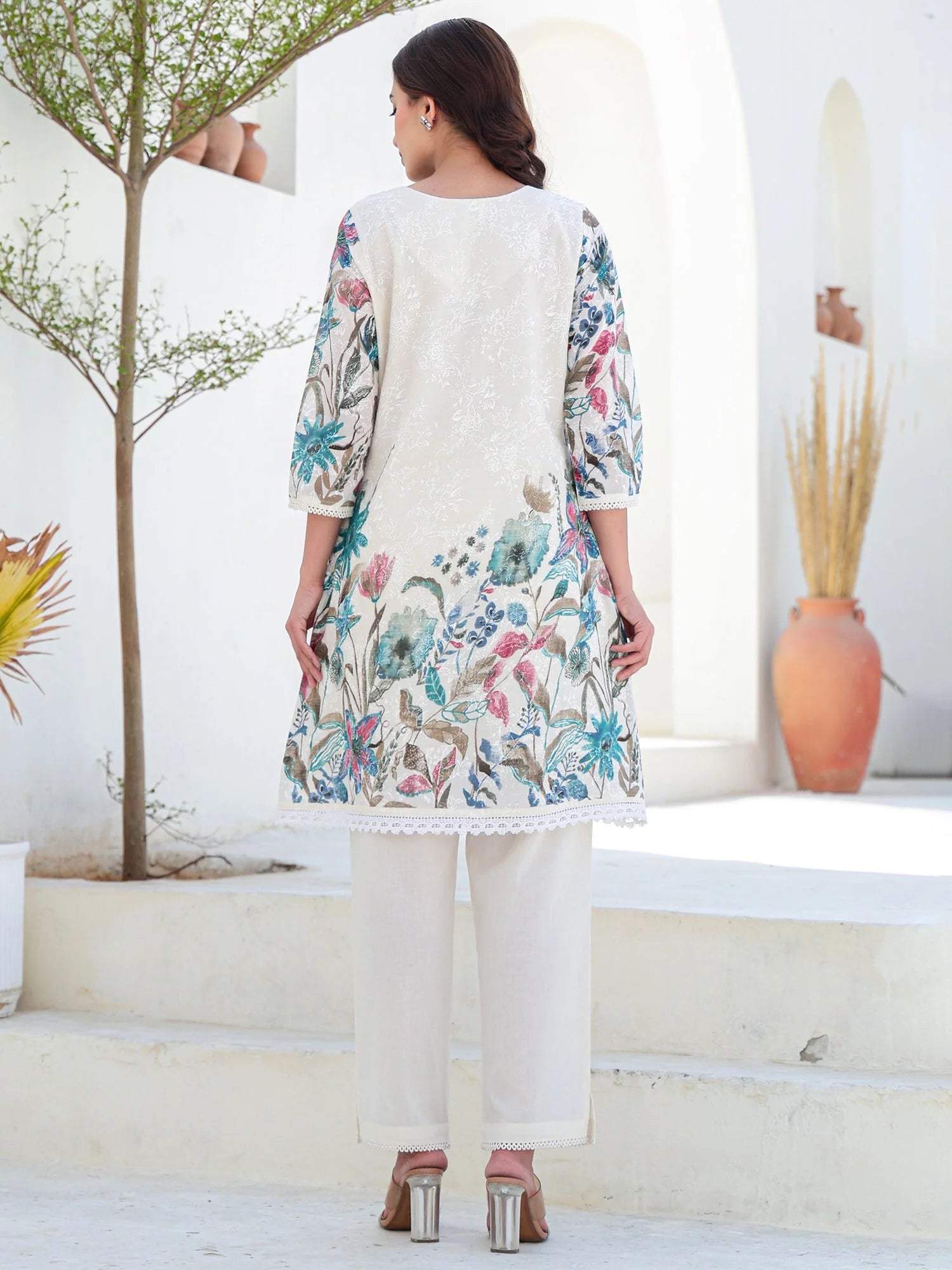 Multi Printed A-Line Pure Cotton kurta pant set