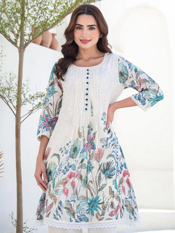 Multi Printed A-Line Pure Cotton kurta pant set