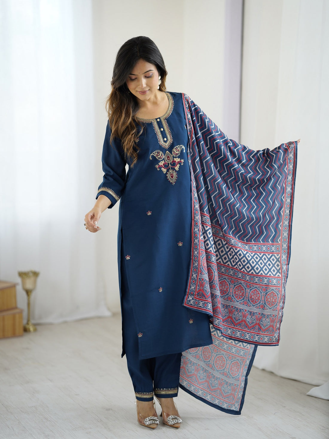 Chanderi Kurta Pant with Dupatta