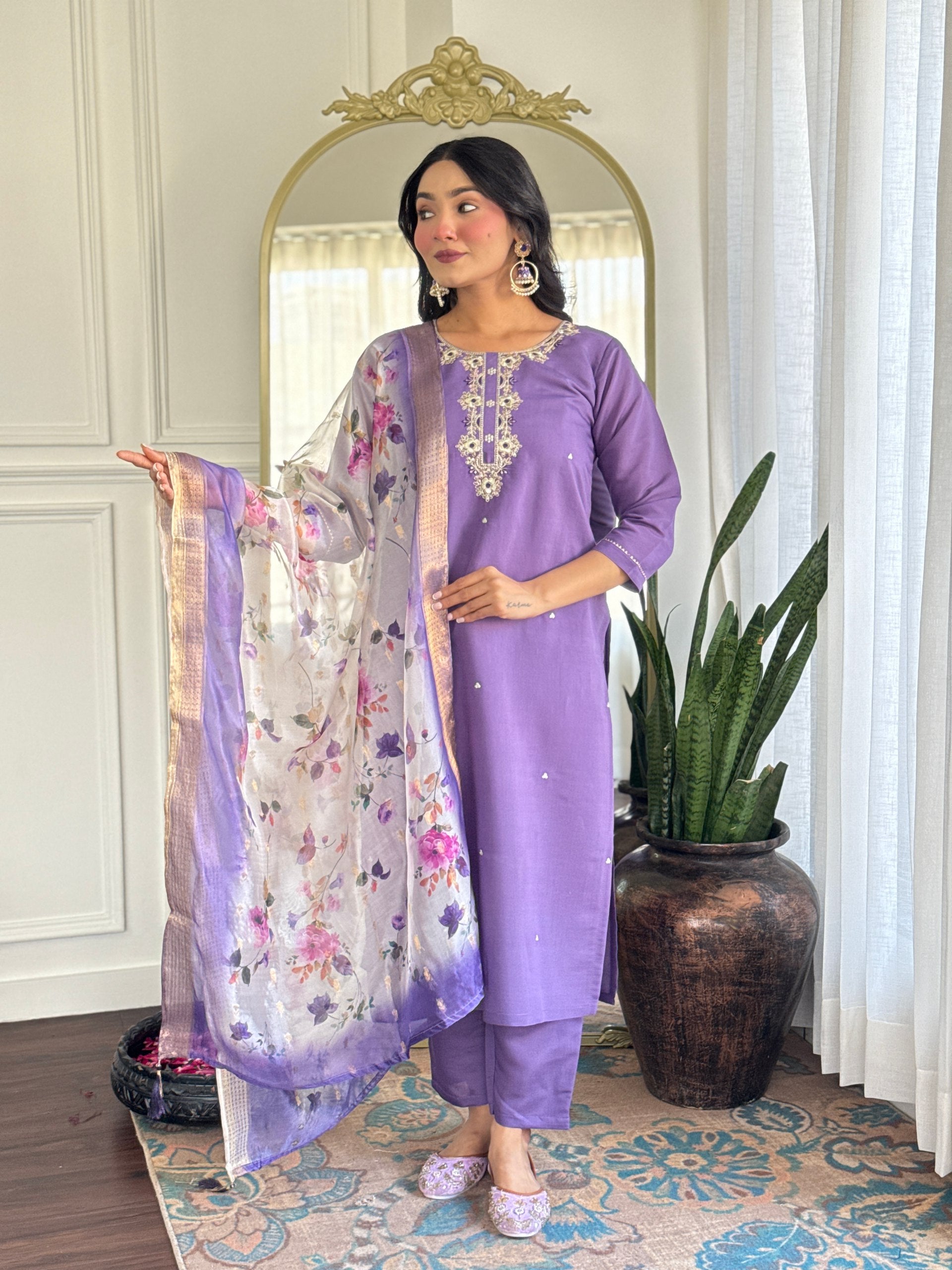 Chanderi Kurta Pant with Dupatta