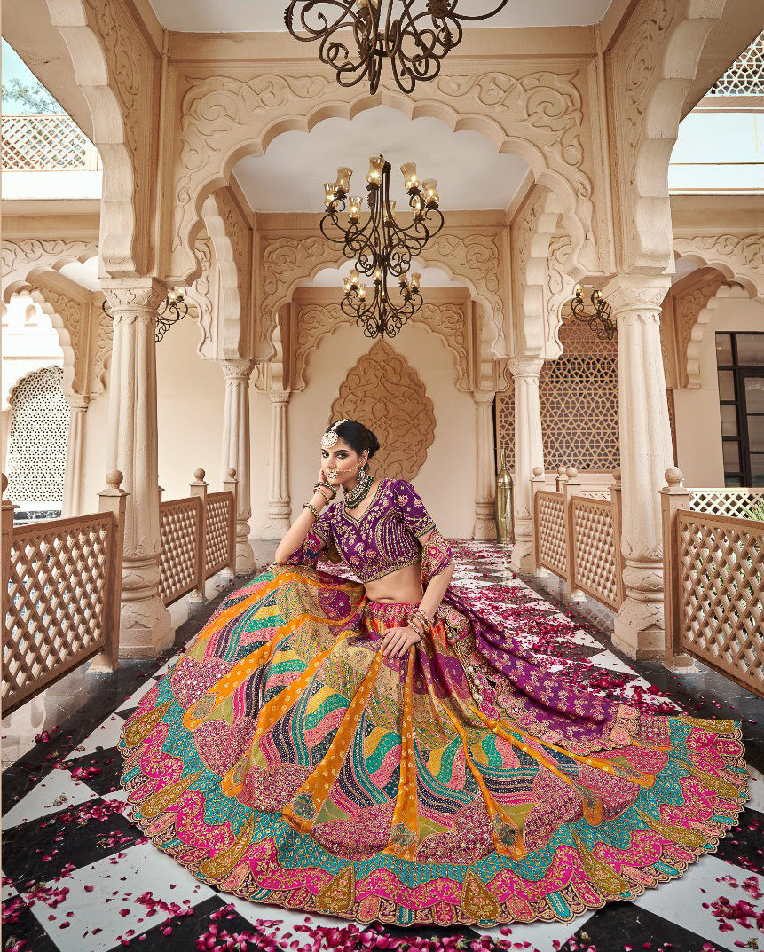 Premium Banarasi Silk With Zarkan And Cutwork Woth Clutch With Latkan Belt