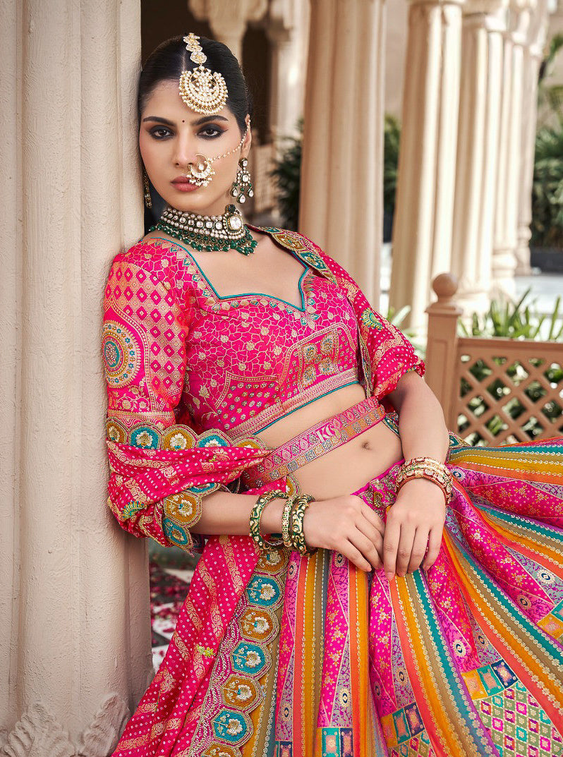 Premium Banarasi Silk With Zarkan And Cutwork Woth Clutch With Latkan Belt