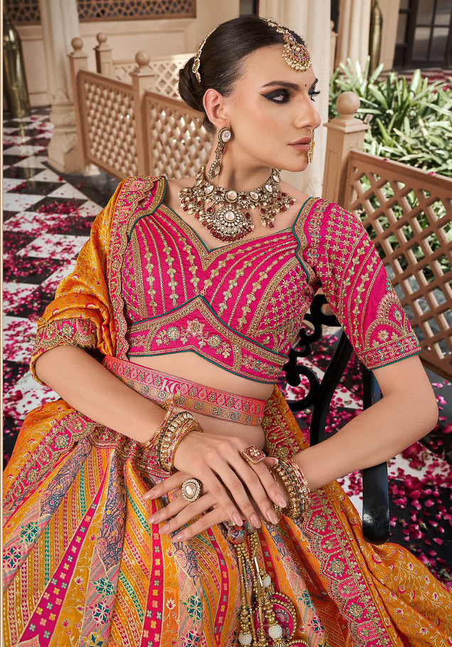 Premium Banarasi Silk With Zarkan And Cutwork Woth Clutch With Latkan Belt