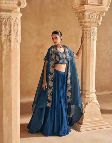 Croptop Lehenga Choli with Chinon Silk