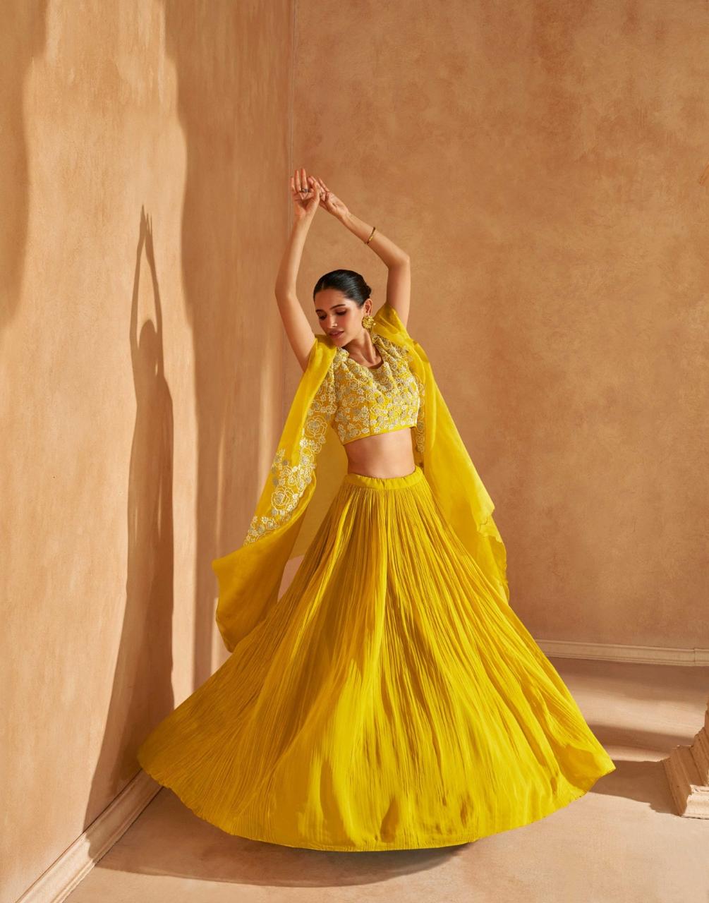Croptop Lehenga Choli with Chinon Silk