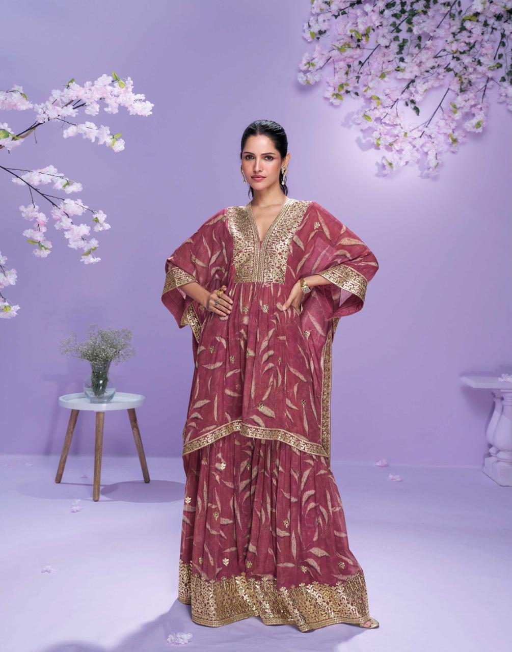 Georgette Digital Designer Kaftan With Gharara