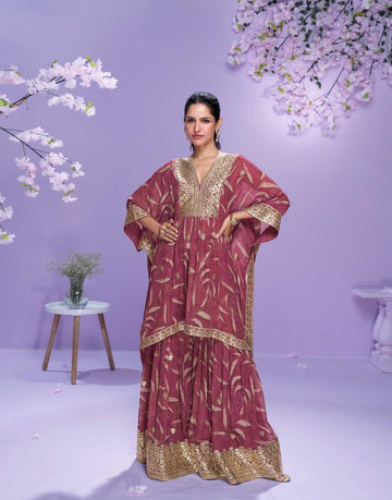 Georgette Digital Designer Kaftan With Gharara