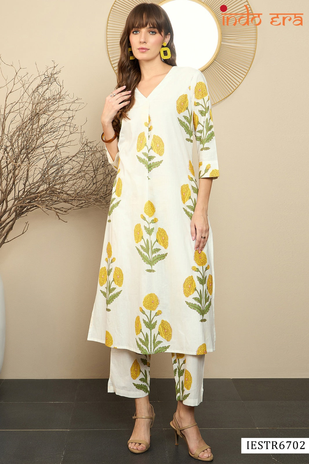 Floral Printed Cotton Kurta With Trousers Collection