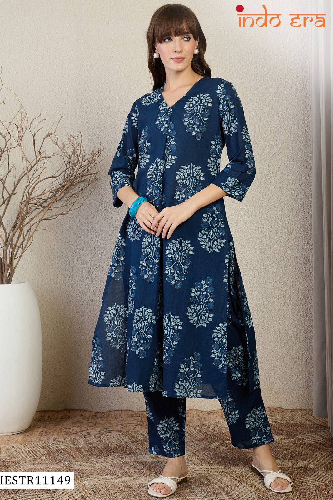 Floral Printed Cotton Kurta With Trousers Collection