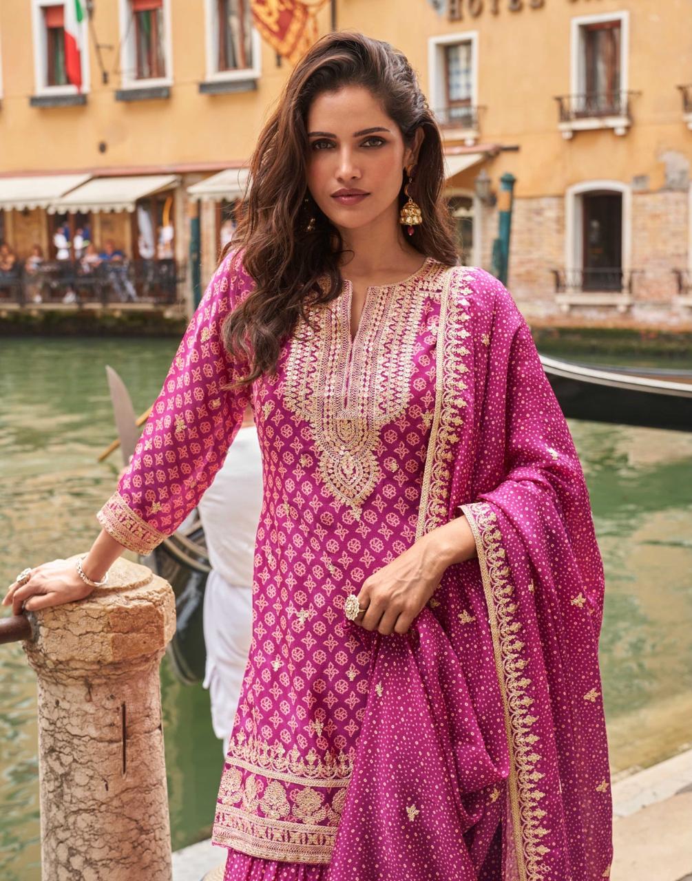Chinon Silk Salwar Suits Collection