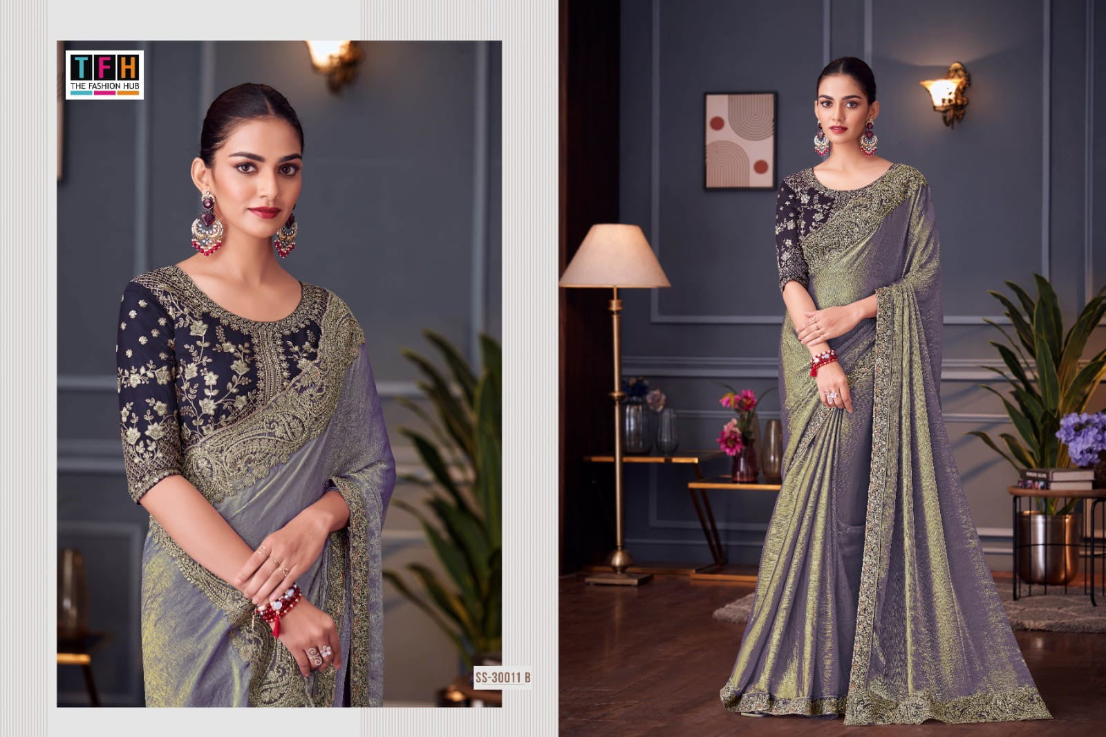 Double Tone Silk plus georgette blouse