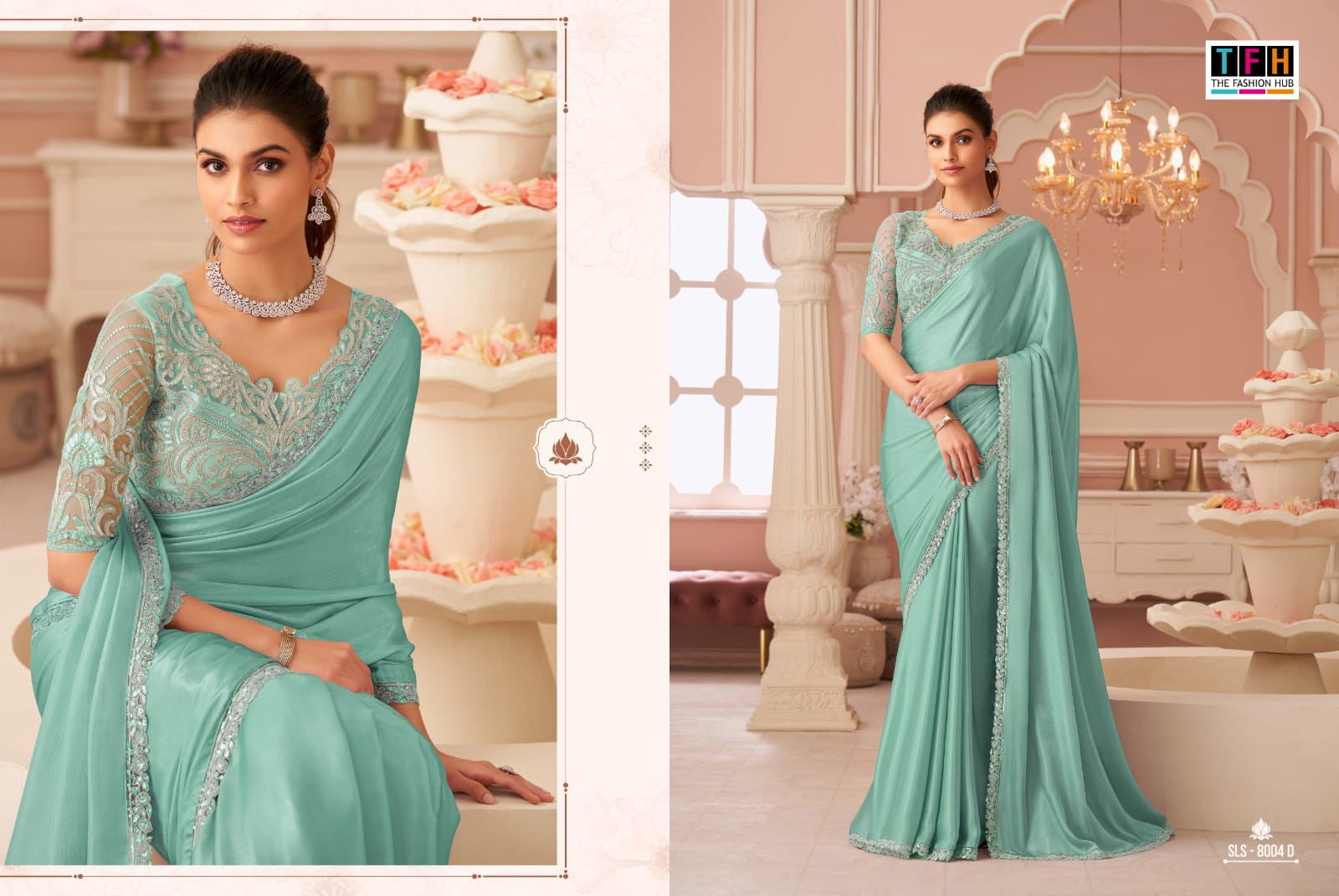 Silver Chiffon Shimmer Saree Collection