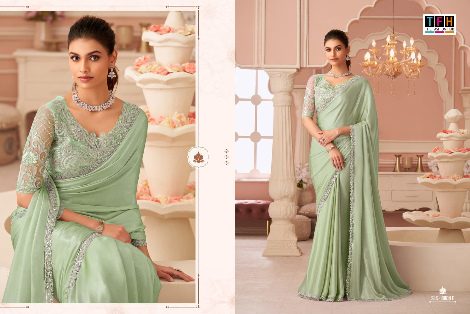 Silver Chiffon Shimmer Saree Collection