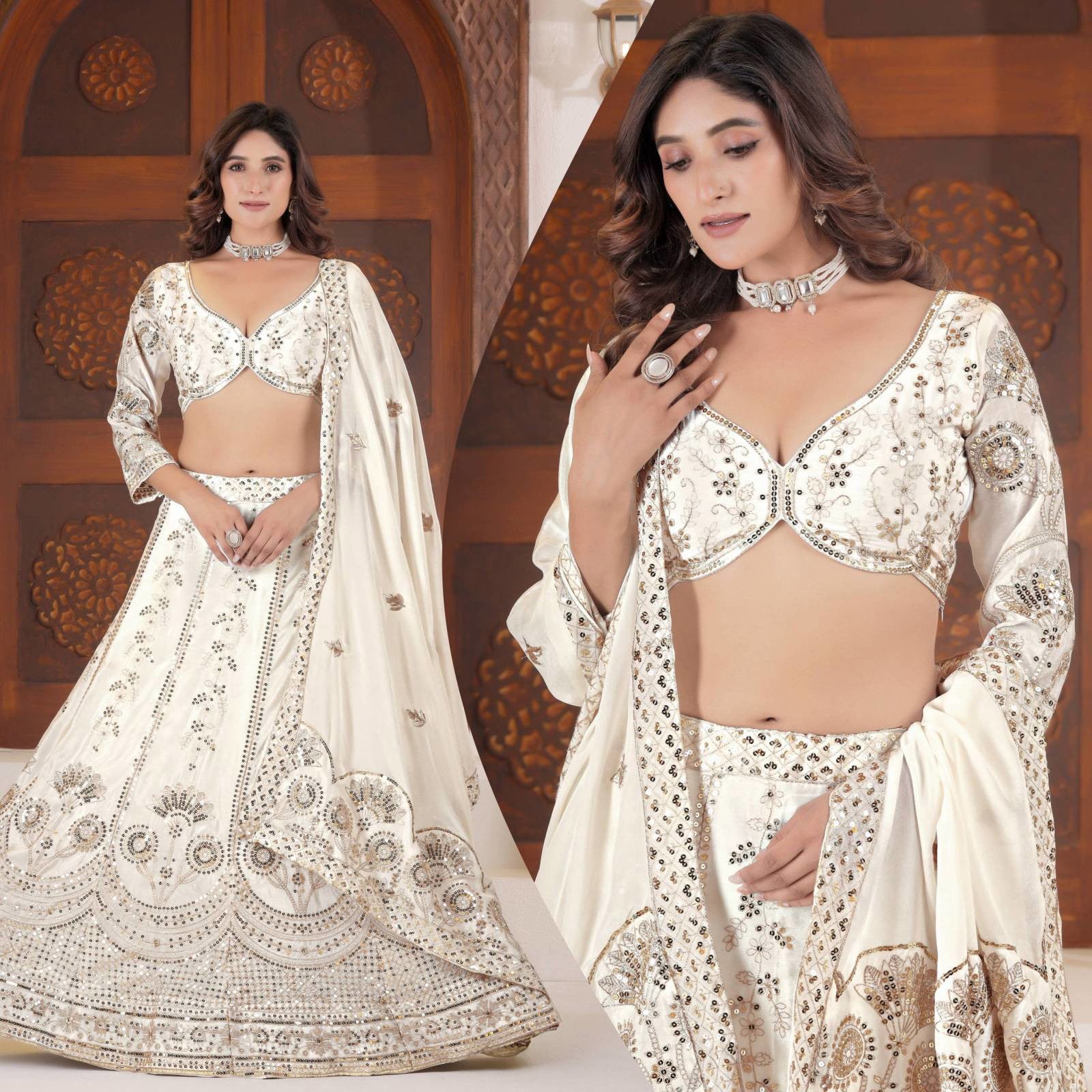 Sequins & Zari Embroidery Work Lehenga Choli