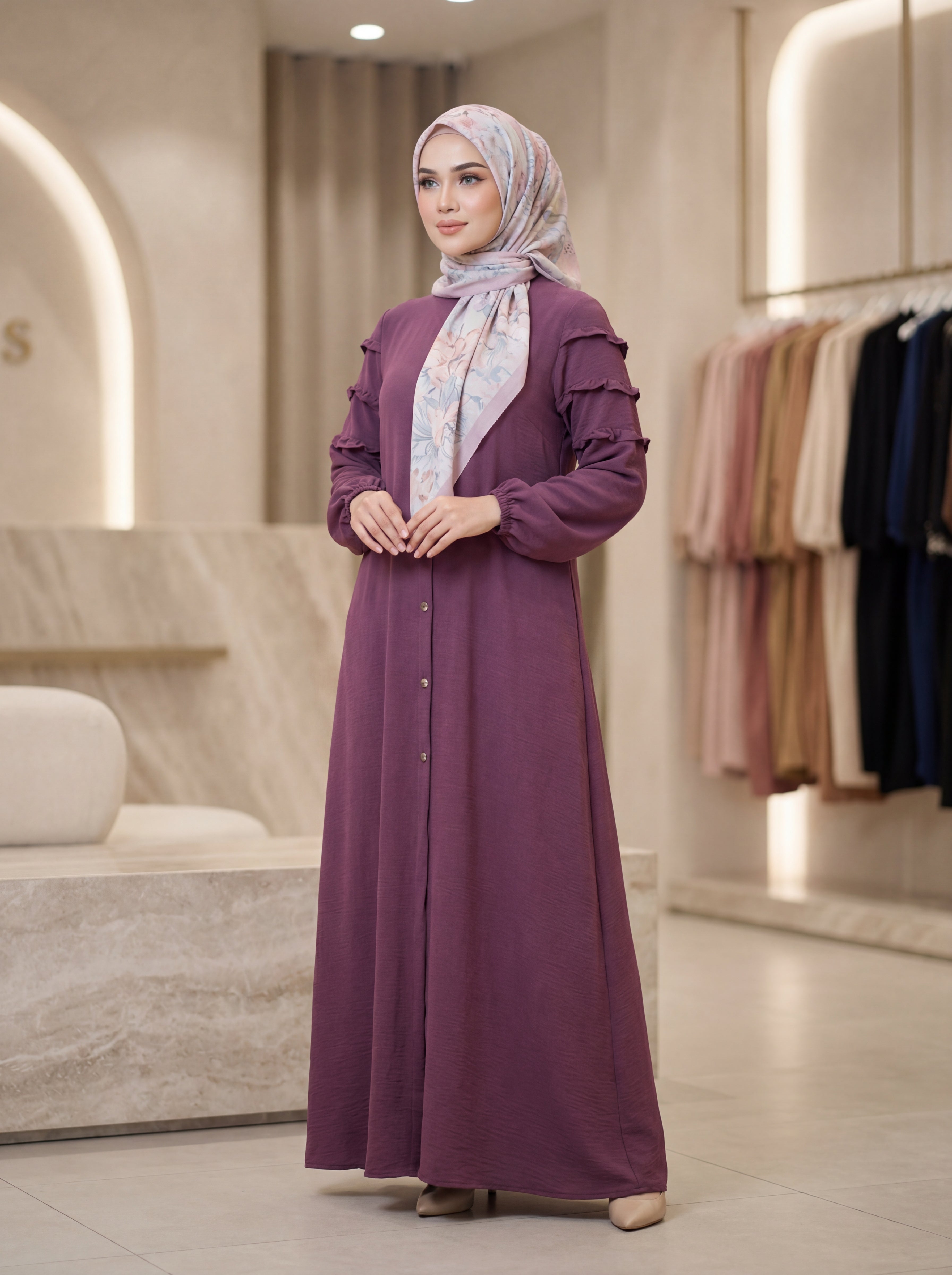 Square Sleeve Front-Open Burqa