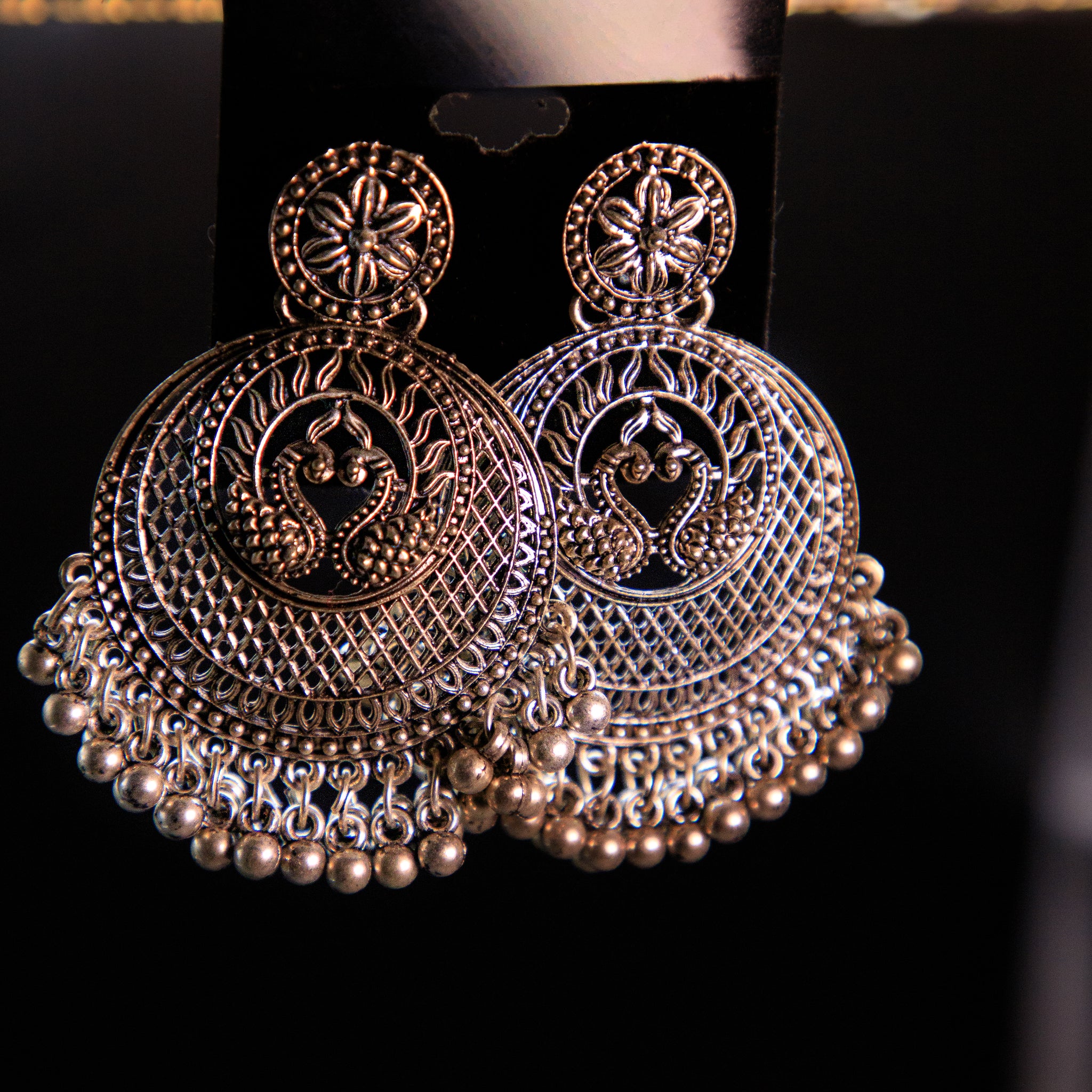 Ethnic Oxidized Jhumka style Earrings