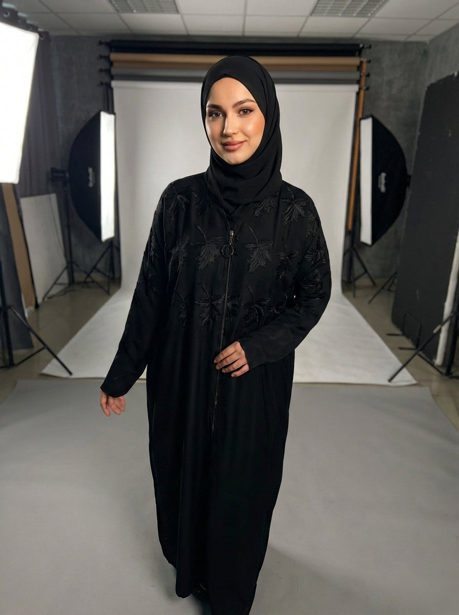 The Ivy &amp: Leaf Embroidered Abaya