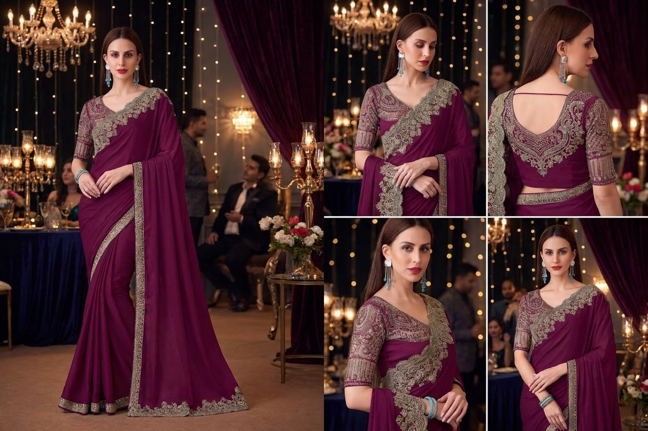 Silk Sarees Party Wear - Purple
