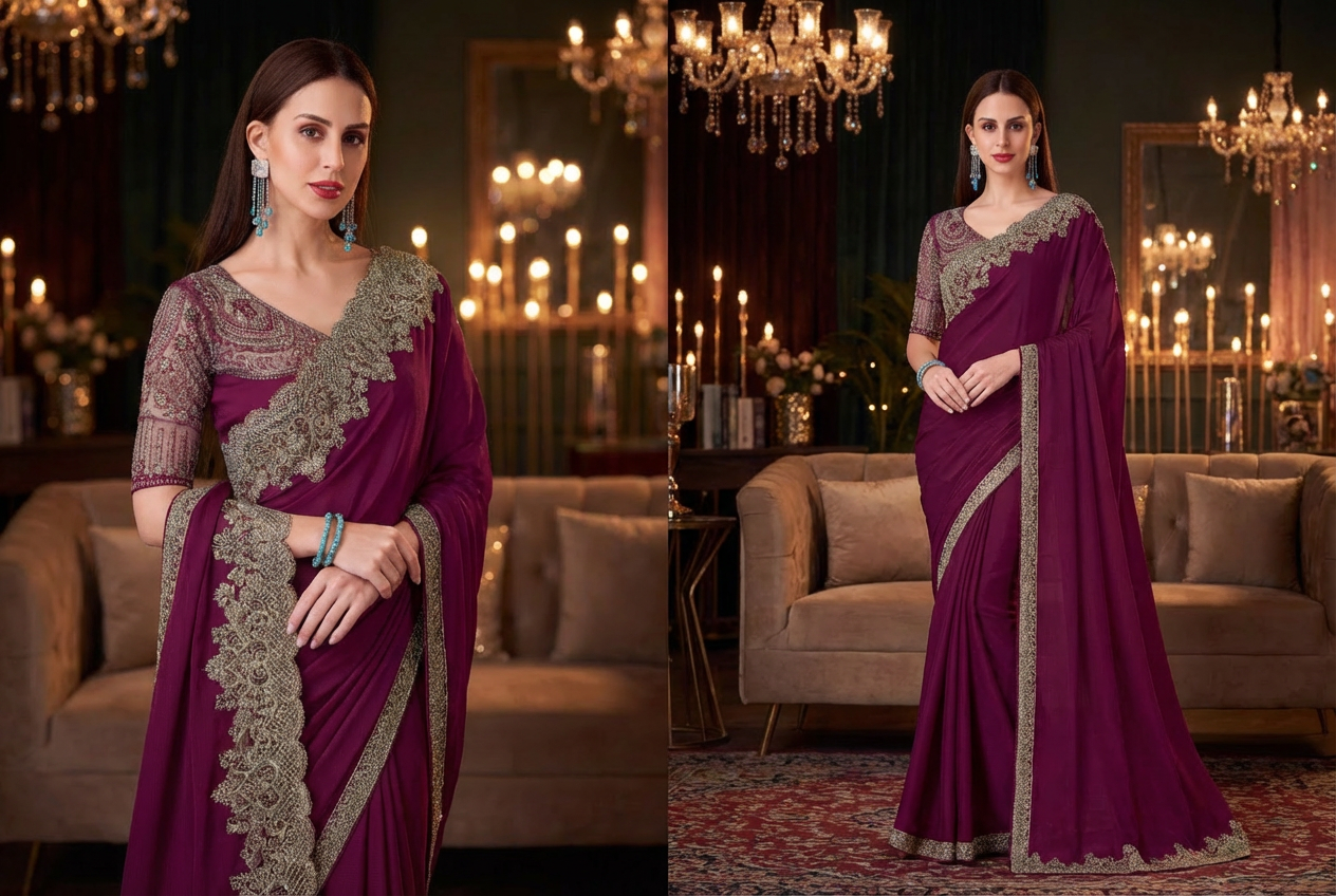 Silk Sarees Party Wear - Purple