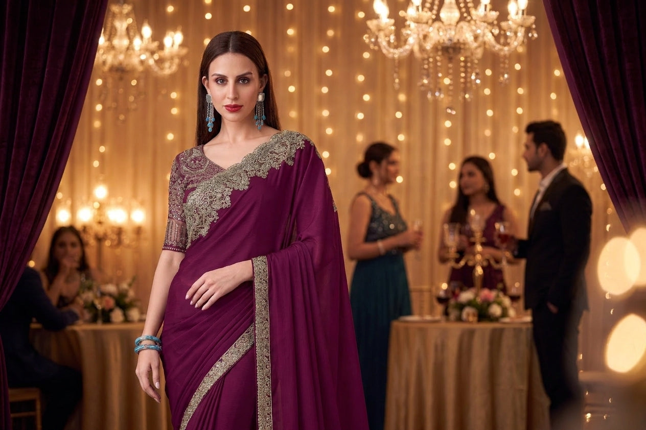 Silk Sarees Party Wear - Purple