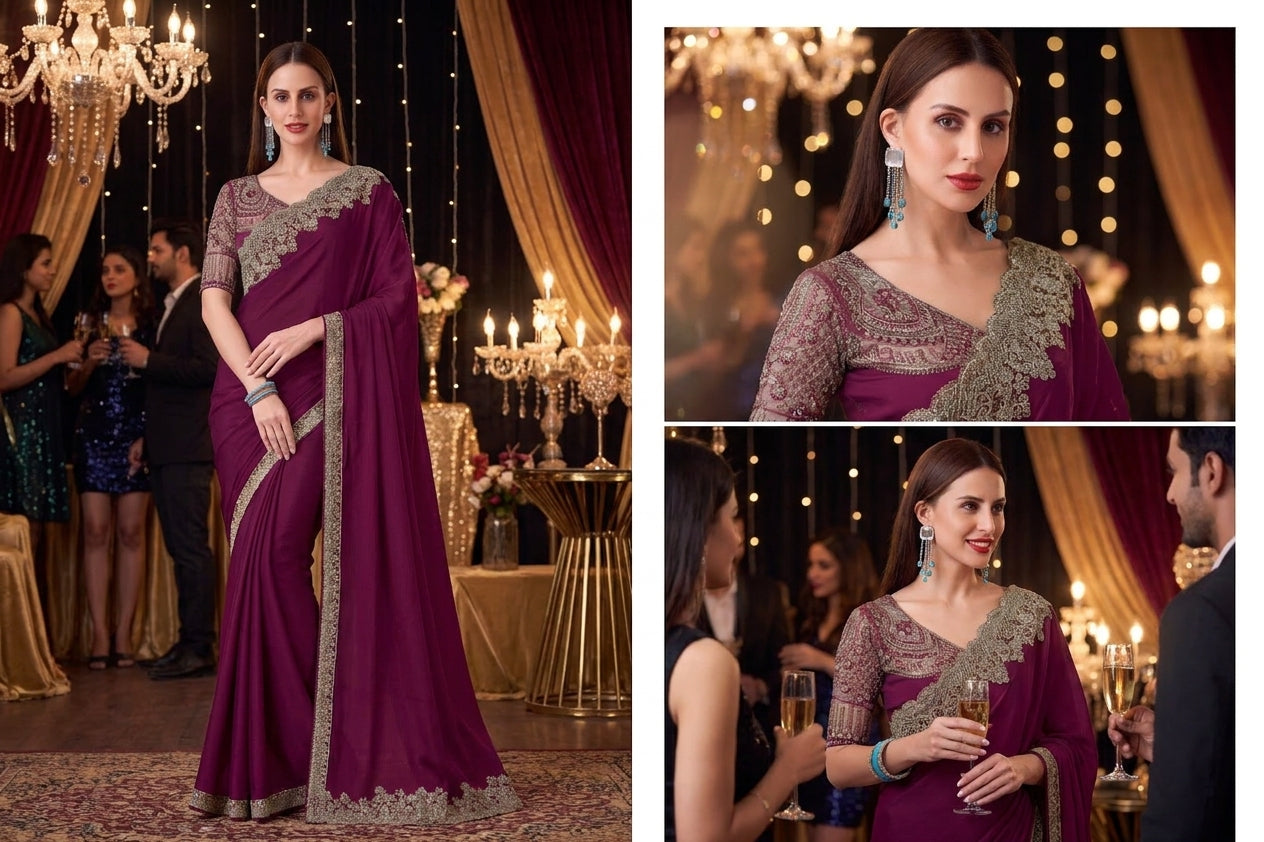 Silk Sarees Party Wear - Purple
