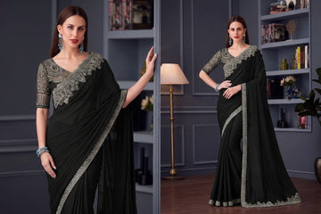 Silk Saree for Party - Black