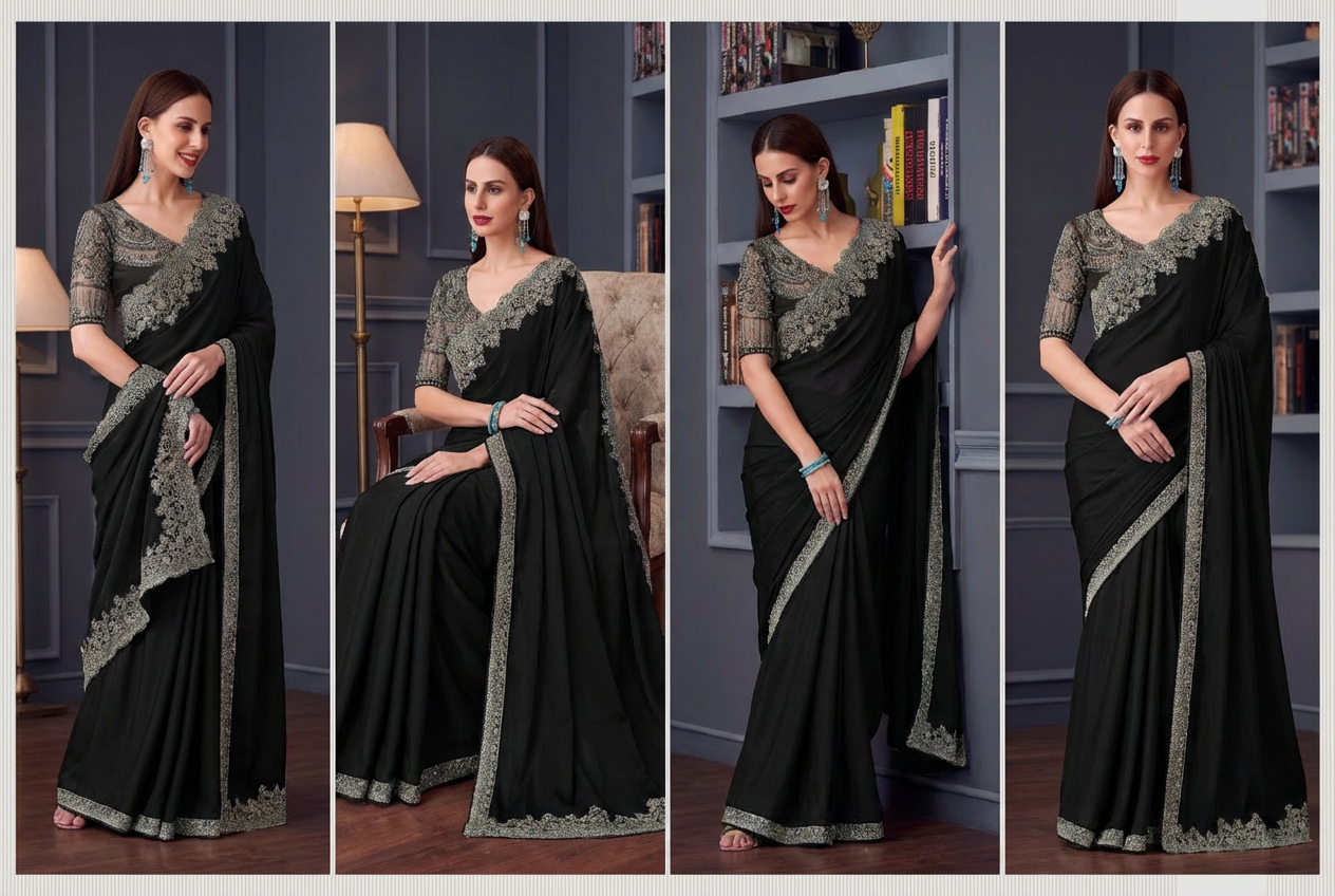 Silk Saree for Party - Black