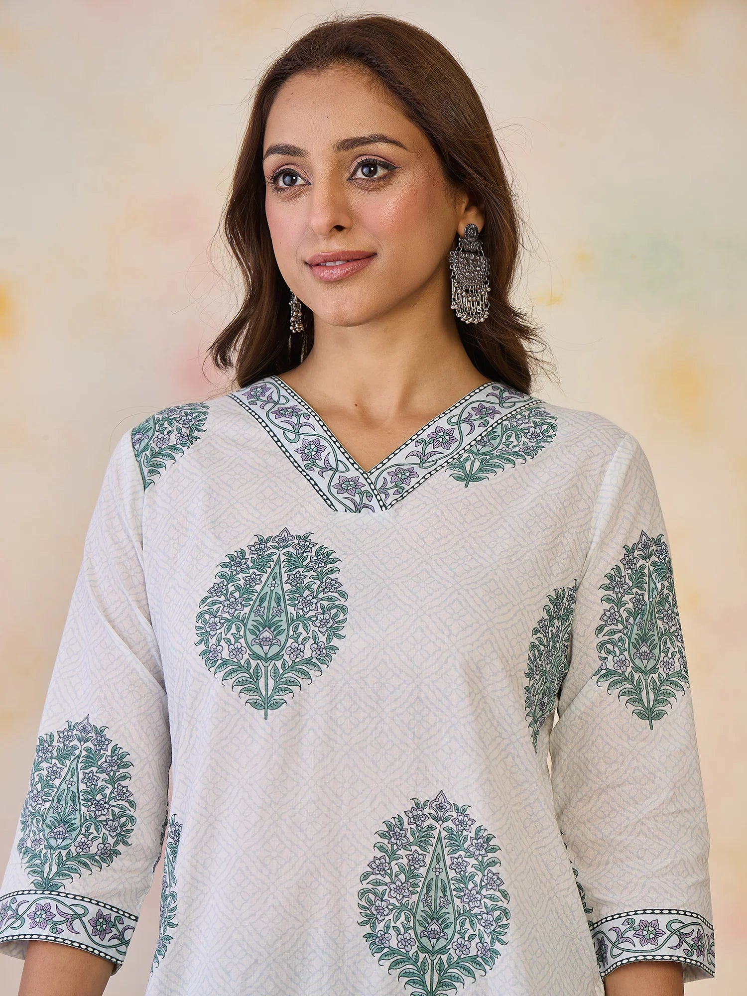 White Printed Straight Kurtas