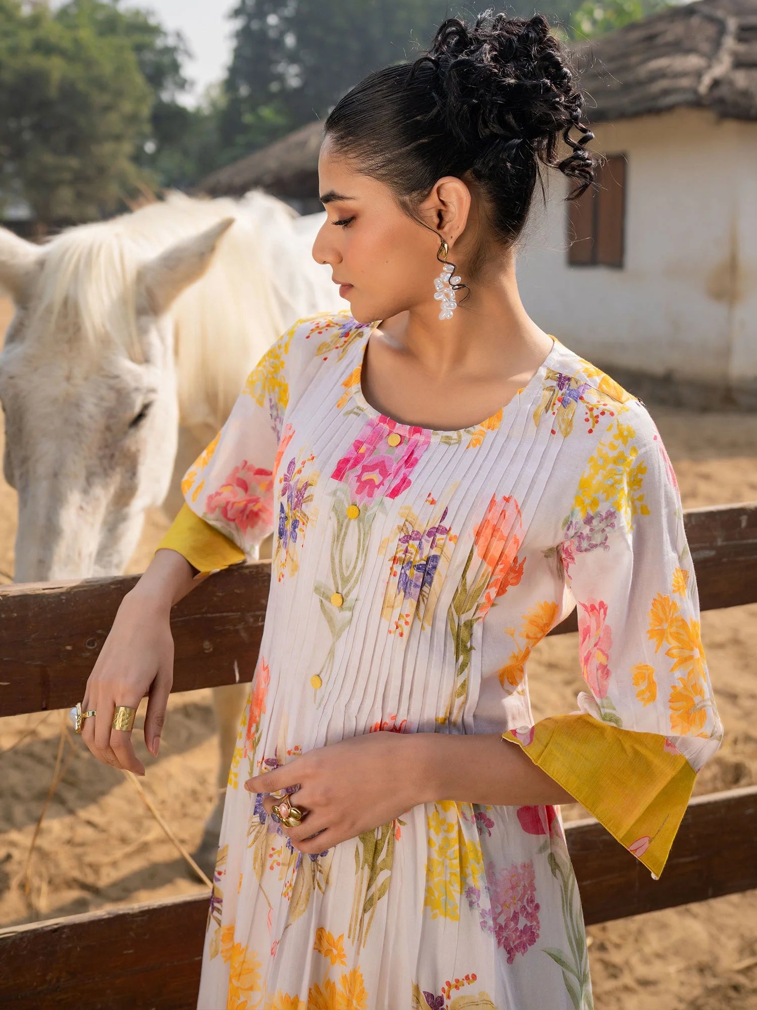 Multi Printed A-Line Kurta Trousers Set