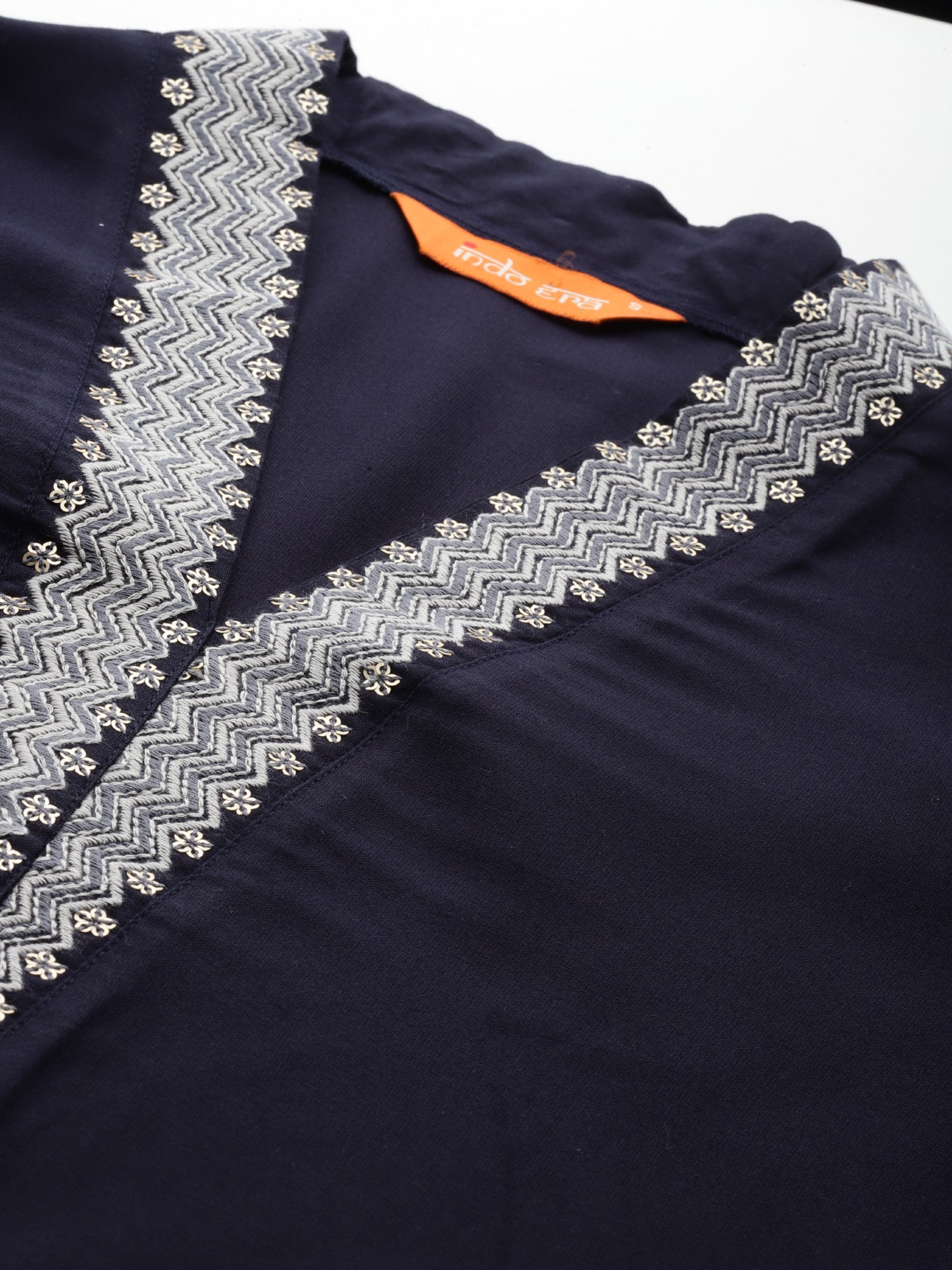 Blue Embroidered Straight Kurta Trouser Set