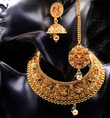 Choker Necklace Set with beads and Meenakari work
