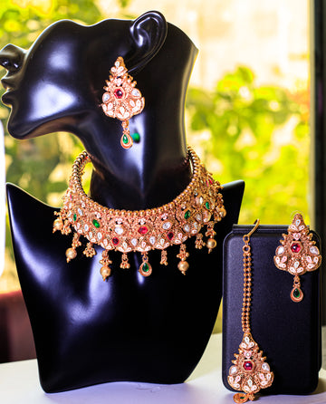 Choker Necklace Set with beads and Meenakari work