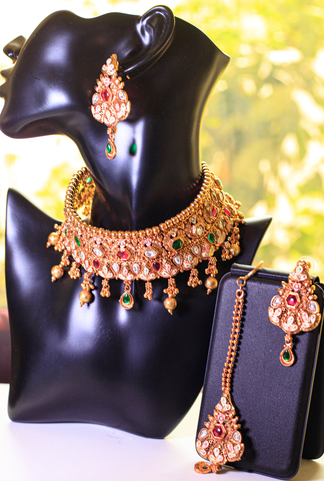 Choker Necklace Set with beads and Meenakari work