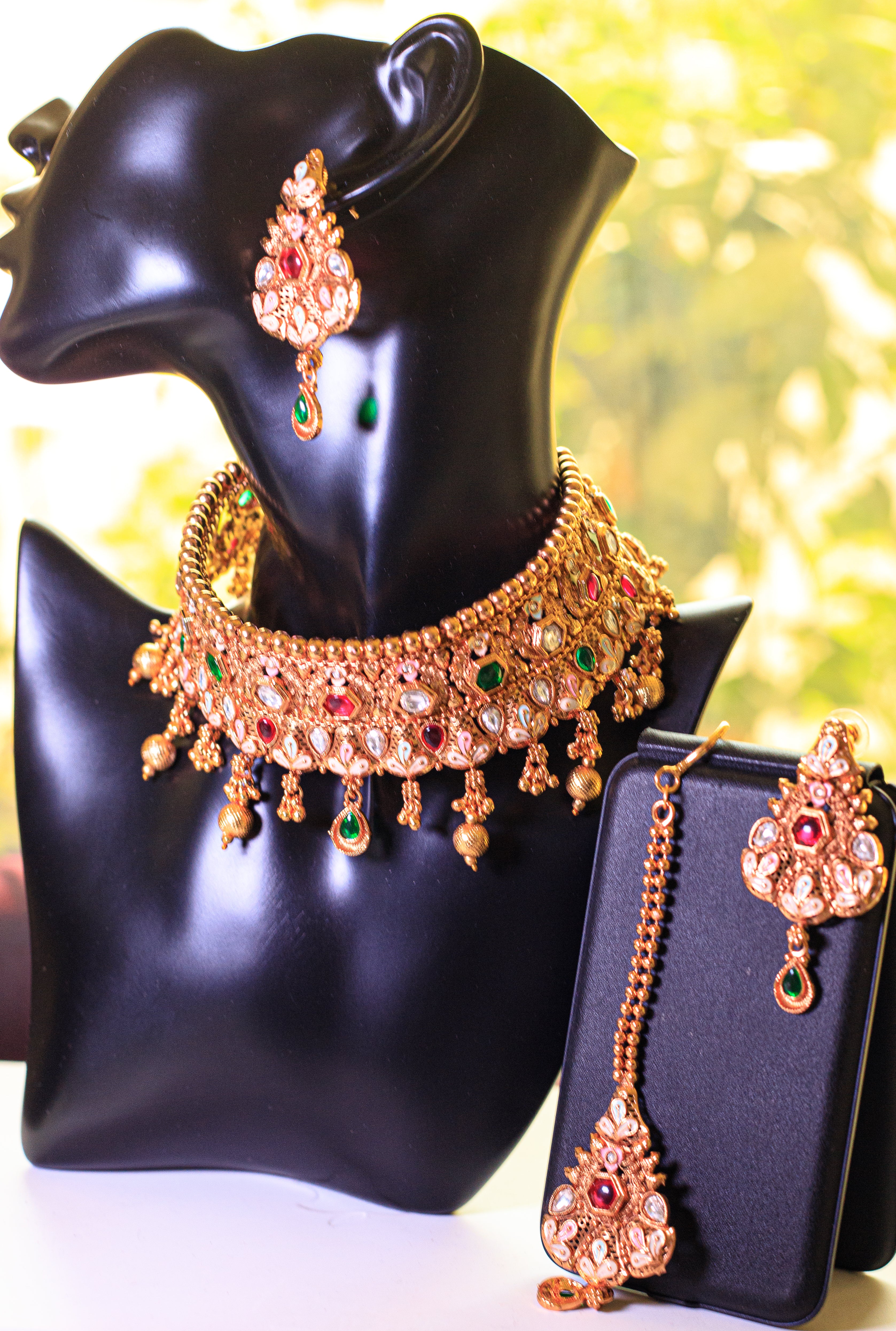 Choker Necklace Set with beads and Meenakari work