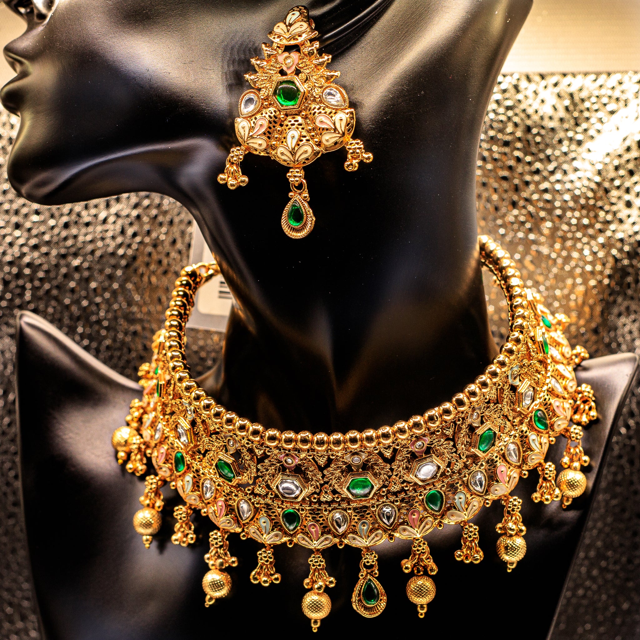 Choker Necklace Set with beads and Meenakari work