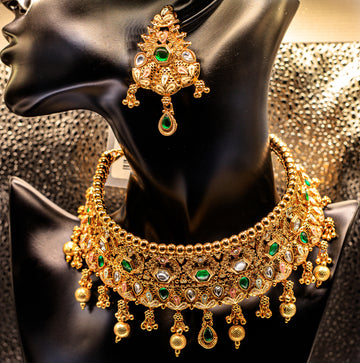 Choker Necklace Set with beads and Meenakari work