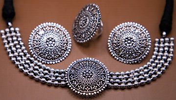 Stylish Oxidized Necklace and Earring
