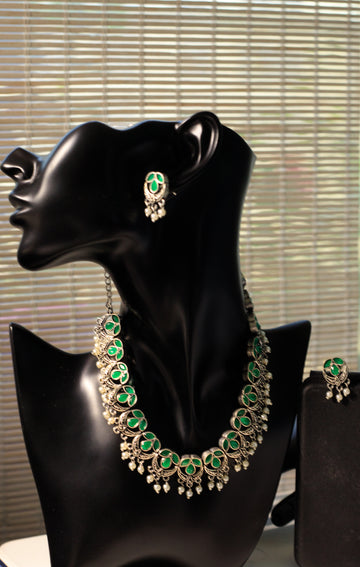 Stylish Oxidized Necklace with Earrings