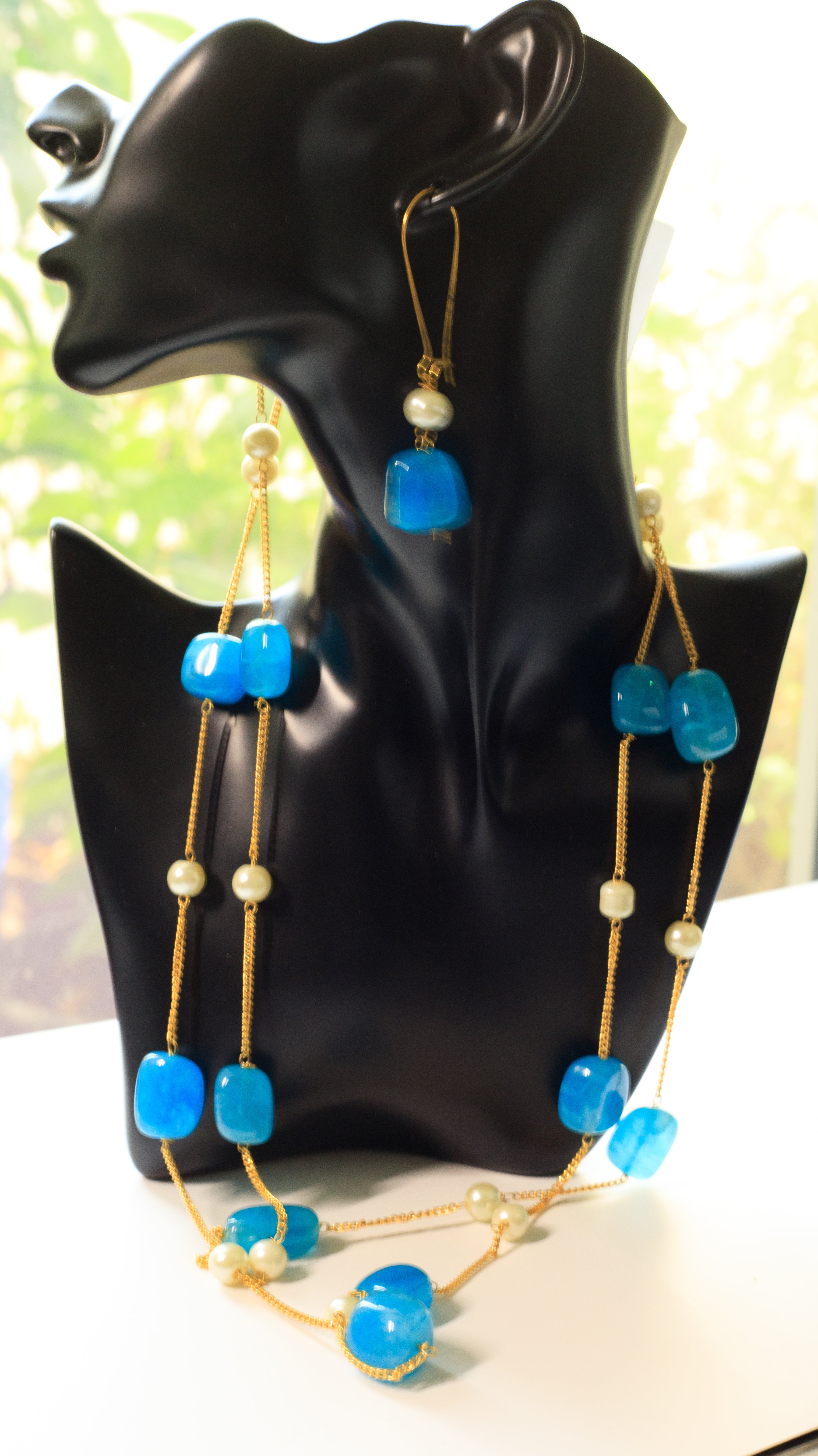 Beach Going beaded necklace with Earrings