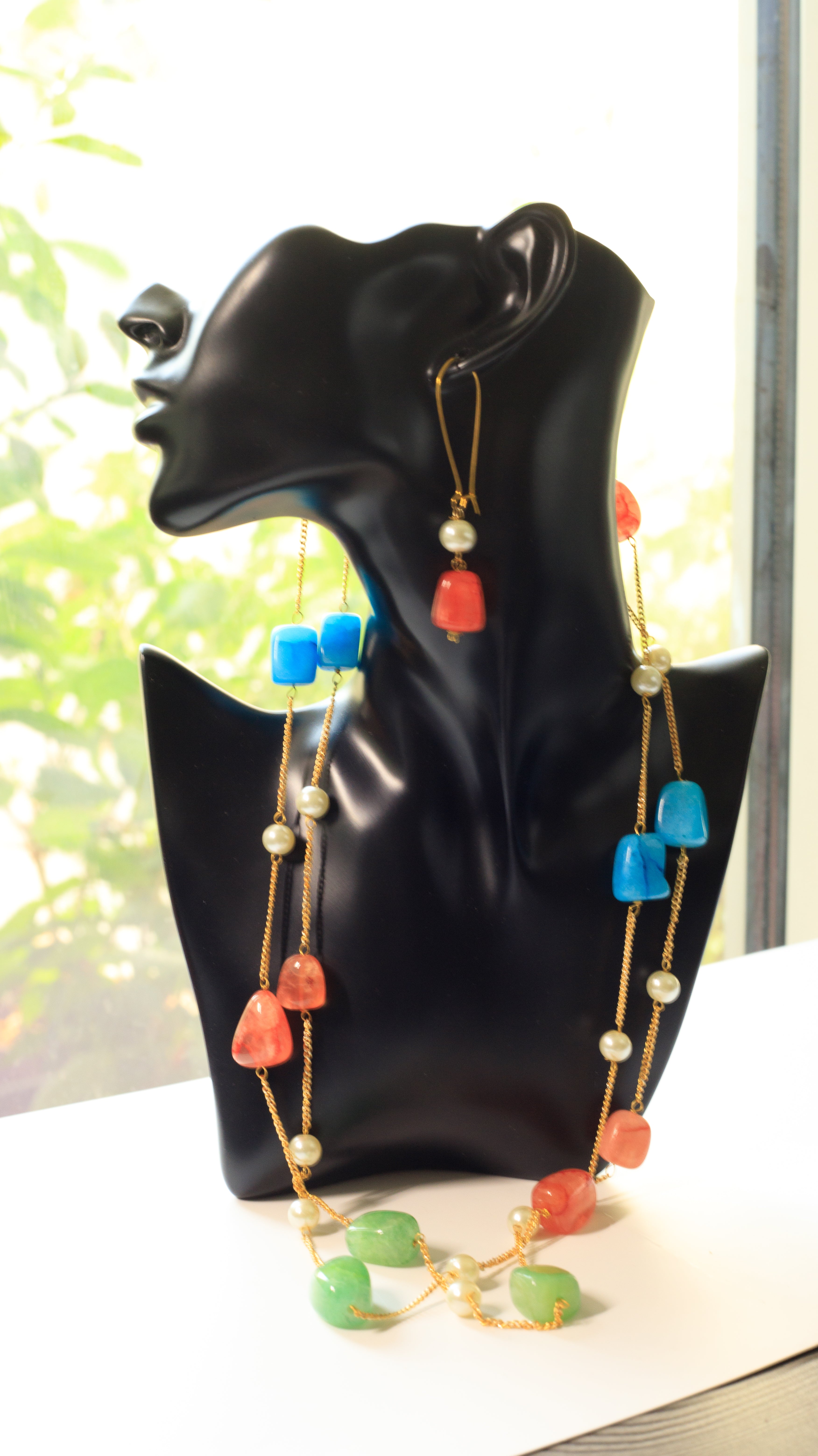 Beach Going beaded necklace with Earrings