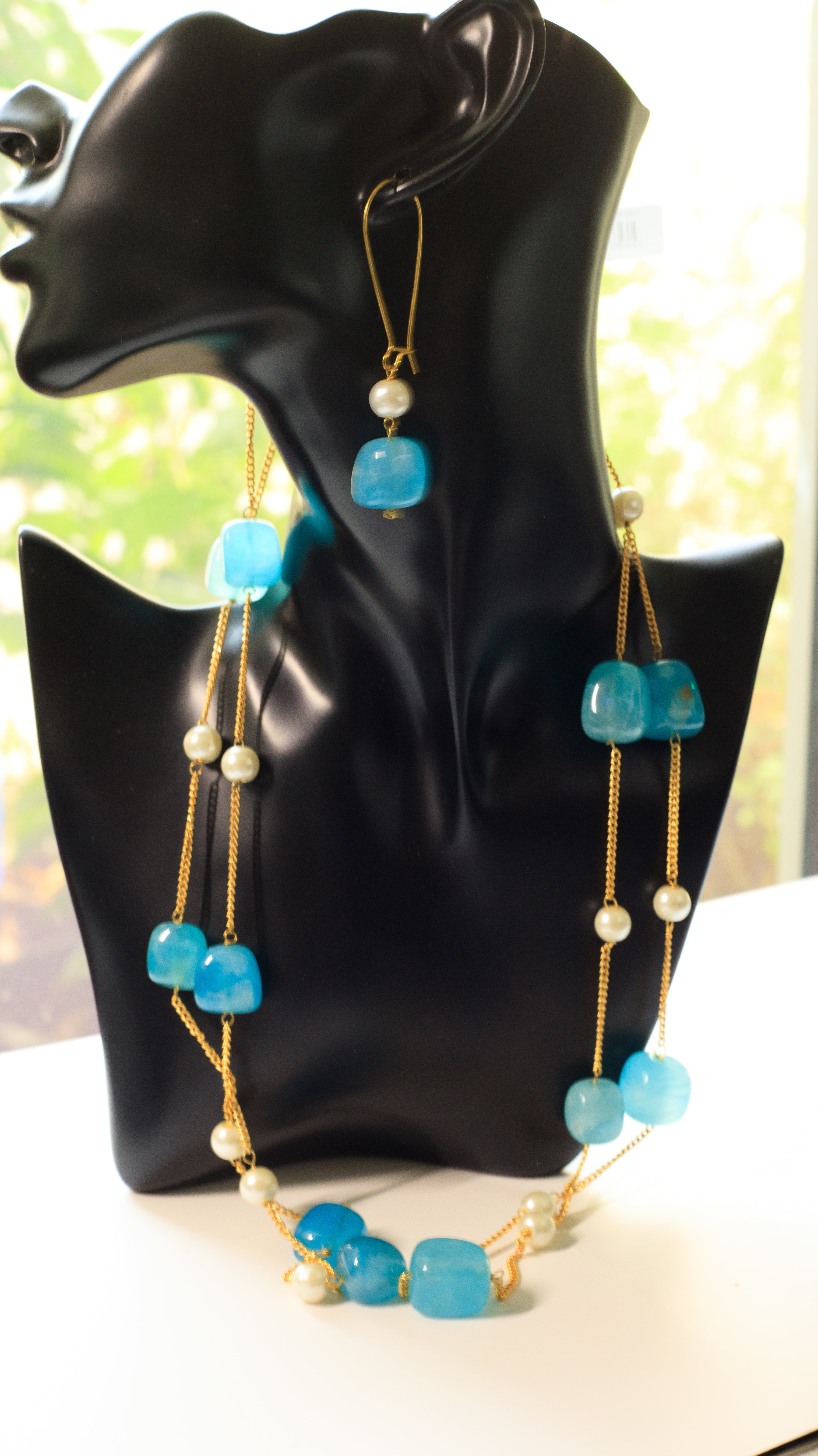 Beach Going beaded necklace with Earrings