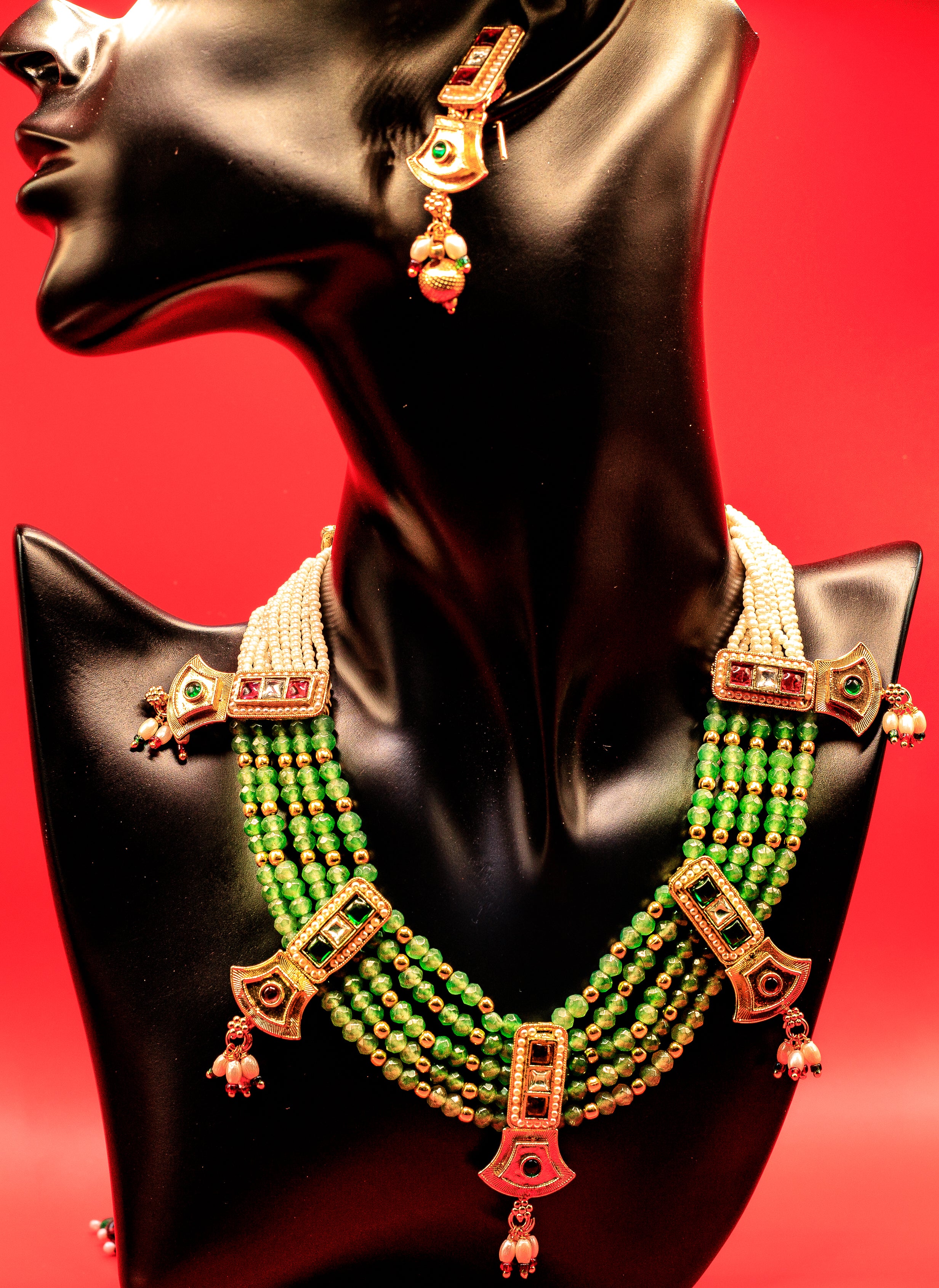 Choker Necklace with beads and Menakari work