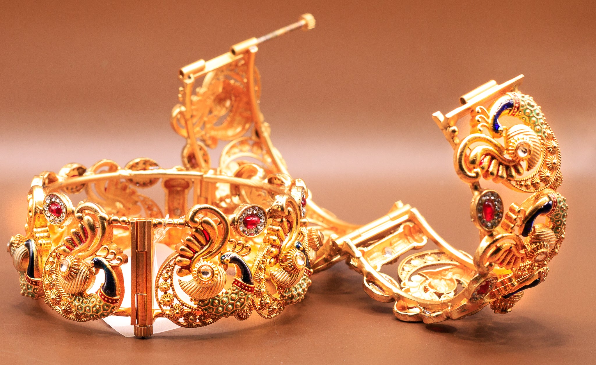 Indian Golden Bangles/Kada with kemp stones
