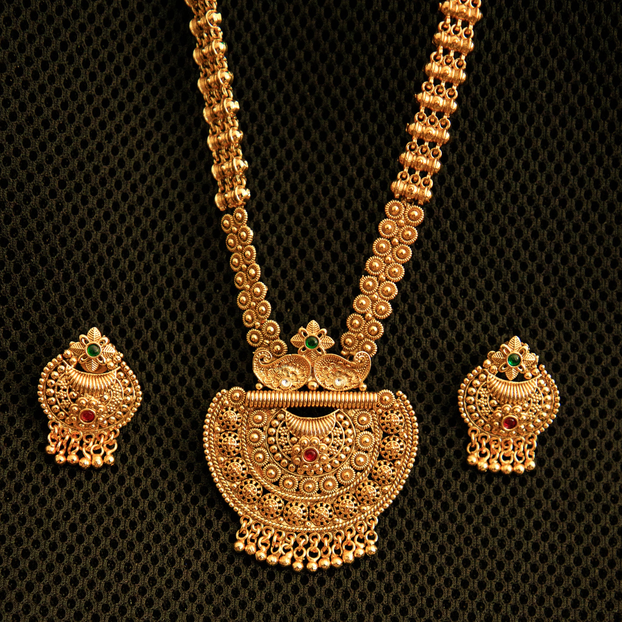 Long Ethnic Necklace with Earrings